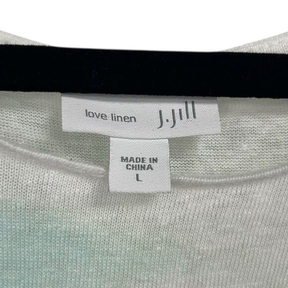 J. Jill Love Linen Multicolor Beach Palm Trees 100% Linen Tank Top Womens Large - Picture 2 of 5